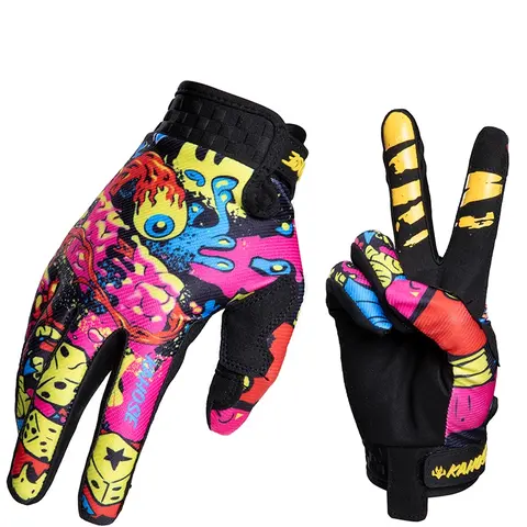 Red+yellow new Touch screen Long Finger Gloves, Breathable Outdoor Sports Cycling Full Finger Gloves for Men Women, Thin Lightweight Design Motorcycle Glove, Motorcycle Riding Gloves, Motobike Riders Gear