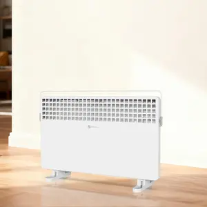 1500W Convection Space Heater, Floor Mount , Metal Body, with 3 Heat Settings, for Indoor Bedroom Office Home, White
