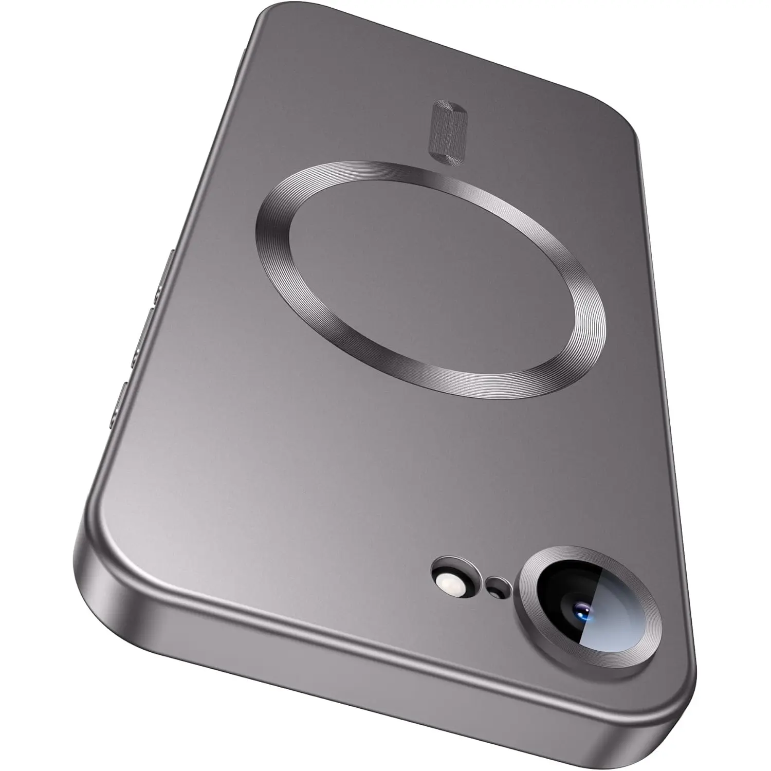 Magnetic for iPhone 16e / 17e Smartphone Case [Compatible with MagSafe][Built-in Camera Lens Protector] Slim Soft Silicone Bumper Shockproof Protective Metallic Luster 17e Phone Case Stylish Shockproof Cover Smartphone Protective Casing (Gray)