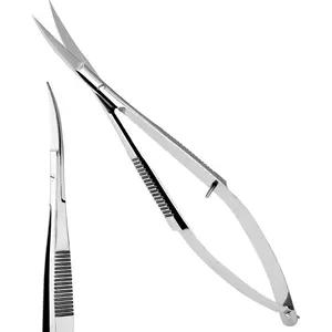 Cross Edge Curved Spring Scissors 5 Inch Stainless Steel Precision Eyebrow & Eyelash Shaping & Trimming Scissor, Snips Squeeze, Embroidery, Knitting Micro Tip Craft Scissors (Silver)