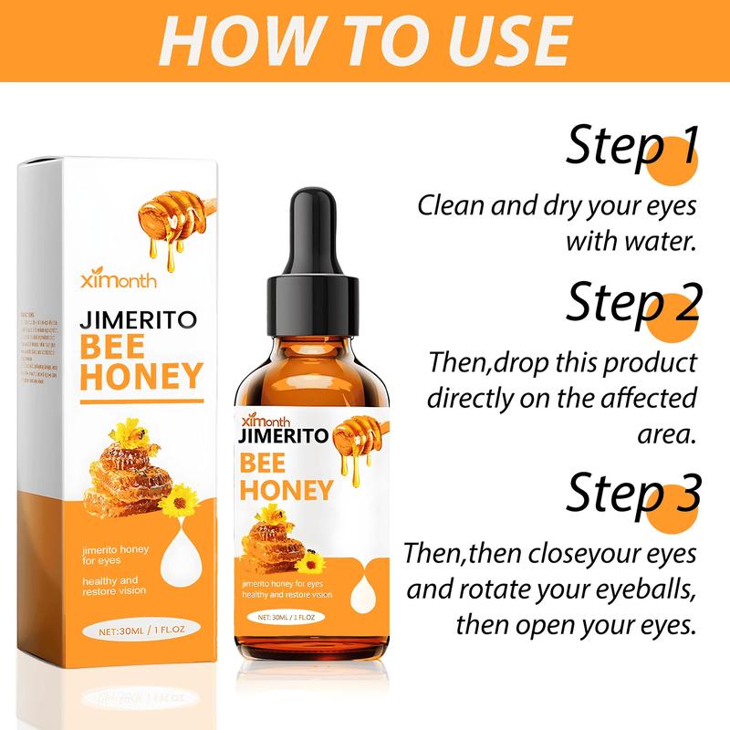 Jimerito Honey Eye Drops - Deep Hydration & Anti-Aging Care - Natural Plant-Based Formula for Gentle Daily Eye Comfort - Unisex Serum Dropper Soothing Moisture Moisturize Hydrate Hydrating