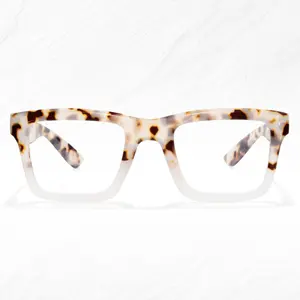 ELKLOOK Women's Two-Tone Tortoiseshell Vooglam Frame Blue Light Blocking Reading Glasses with Spring Hinges Beige Frame High Quality Eyewear for Daily Wear Trending Eyeglasses