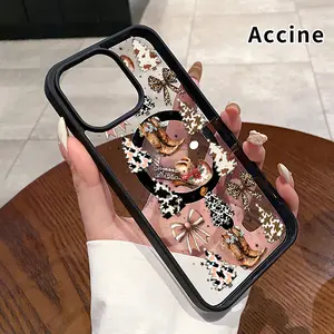 Magnetic Phone Case Compatible for iPhone 17 Pro Max 16 Plus 15 14 13 12 11 Air E Cowboy Christmas Delight Hard Acrylic Back Soft TPU Edge Shock-resistant Cover for Girl