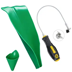 Flexible Funnel Oil Change Tool Set - Reusable Foldable Bendable Spill-Free Flexible Oil Funnels for Automotive Use, Magnetic Oil Drain Plug Removal Tool, Oil Change Tools for Car, Truck, Motorcycle