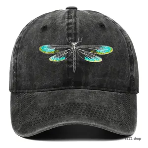 2026 Autumn Collection: Dragonfly-Embroidered, Washed Sun Hat—Unisex Outdoor Sports & Sun-Shading Baseball Cap