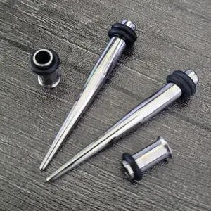 Pair 1g 7mm Steel Tapers and Tunnels Ear Stretching Kit Gauges Gauging Plugs