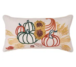 24" x 12" Autumn Botanical Cornucopia Throw Pillow by Valerie