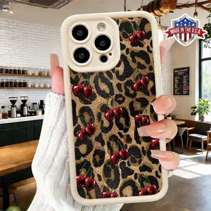 Trendy Leopard Cherry Pattern Design Case,phone Case Suitable for Iphone 11/12/13/14/15/16/17 Pro Promax Plus Air and Samsung S22/S23/S24/S25 Plus Ultra Fe,Shockproof Anti Drop Protective Slim Lightweight TPU Phone Cover, Accessories, Smartphone