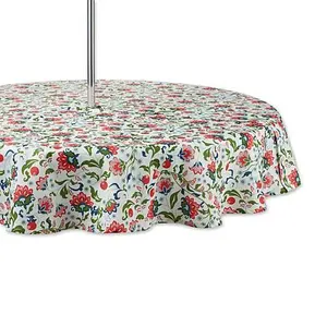 Design Imports Print Outdoor Tablecloth with Zipper - 60" Round