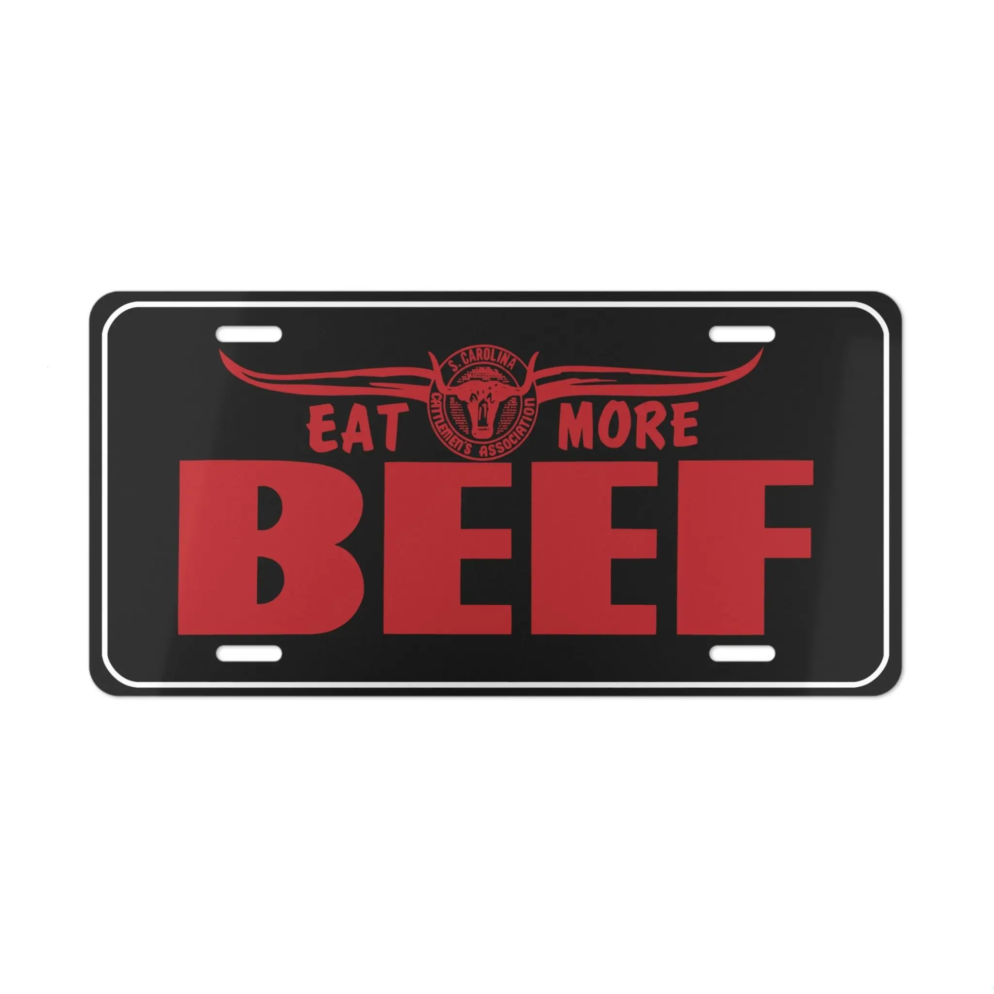 1pc Aluminum Alloy Eat More Beef License Plate - 6x12in Vintage Western Specialty Plaque, Automotive Truck Accessory with Bold Print, Longhorn Bull Graphic, Easy Mount for Beef Lovers to Personalize Ride (Vehicle/Decor), Cars Accessories, Car Decorating