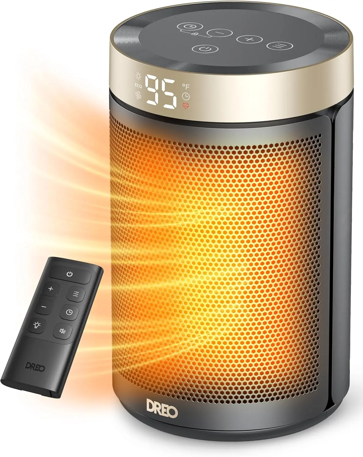 1500W PTC Ceramic Portable Electric Space Heater with Thermostat - 2026 Upgraded, 34dB Quiet, 12H Timer, 5 Modes, Remote, Safe Fast Heating for Home, Office