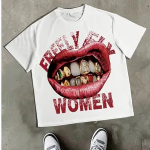 Freely Fly Women Graphic T-Shirt Oversized Streetwear Unisex 100% Cotton Baggy Fit Hip Hop Fashion