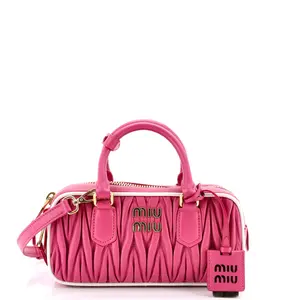 Pre-owned miu miu Leather Top Handle Bags Arcadie Top Handle Bag Matelasse Regular by Rebag