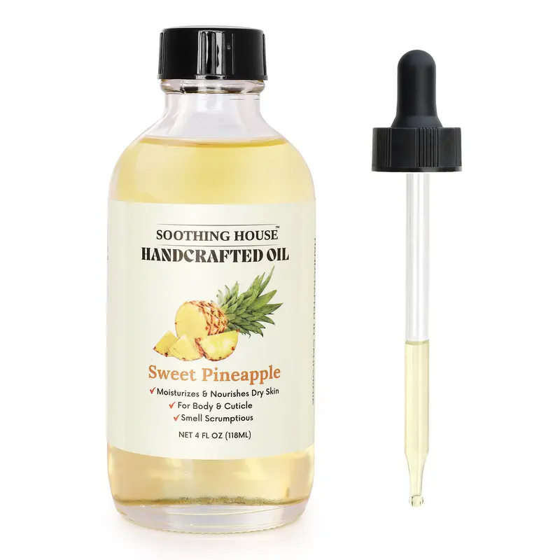 Handcrafted Tropical Pineapple Scent Vegan Body Oil - Lightweight, Hydrating, Plant-Based, Cruelty-Free Moisturizer for Female Sensitive, Combination Skin with Jojoba, Olive, Avocado Oils for Post-Shower Dryness Relief