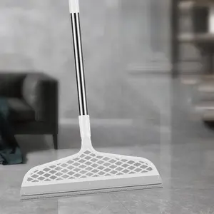 Long Handle Broom, 180° Rotatable Double-sided Silicone Broom, Durable Plastic Handle Broom, Suitable for Hard Floors and Carpets