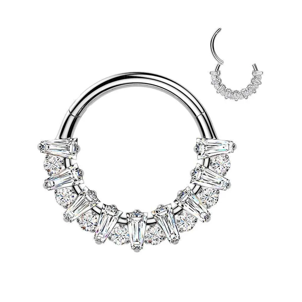CZ Fan Septum & Daith Clicker Hoop – 16G ASTM F-136 Titanium
