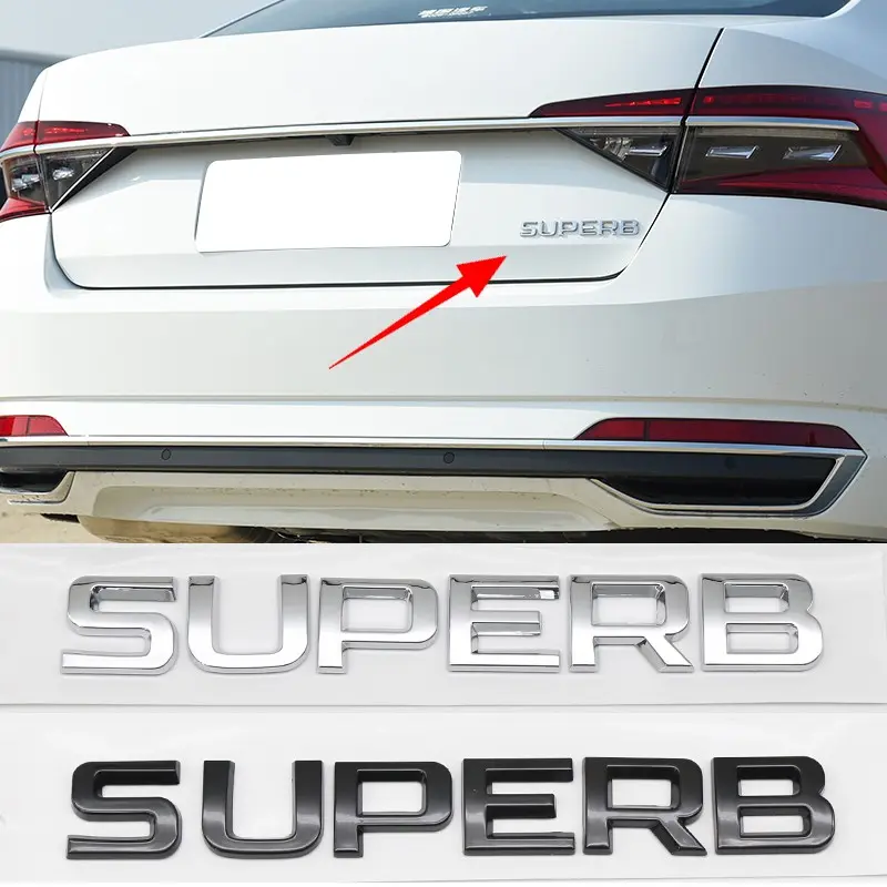 Skoda Car Letter Trunk Emblem Sticker, Waterproof Scratch-Resistant Self-Adhesive Decal for Rapid Fabia Kamiq Kodiaq Octavia Superb Yeti