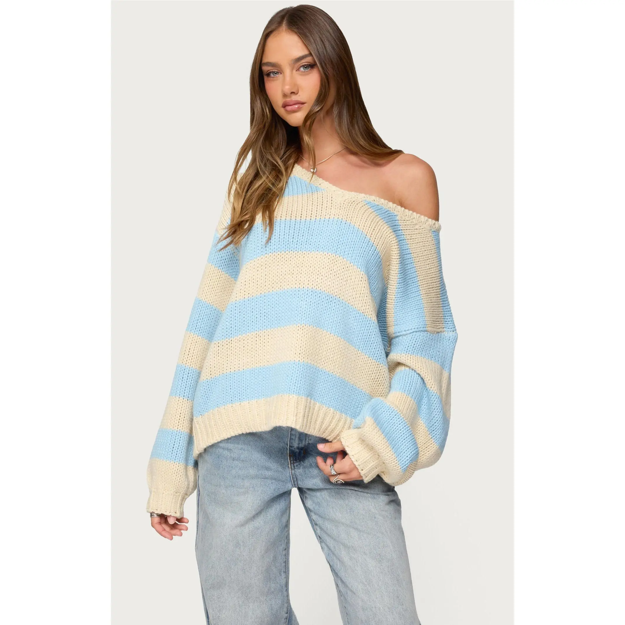 Edikted Women's Tracie Striped Oversized Sweater