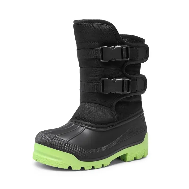 Dream Pairs Boys' 10-11 Years Velcro Adjustable Outdoor Casual Synthetic Boots - Dual Hook-and-Loop, Insulated, Non-Slip TPR Sole, Waterproof, Warm Kids' Footwear