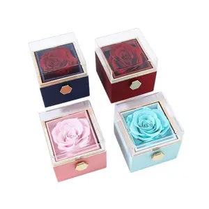 Rotating Forever Rose Gift Box — Luxury Preserved Rose + Hidden Jewelry Storage (Valentine’s/Birthday/Anniversary)
