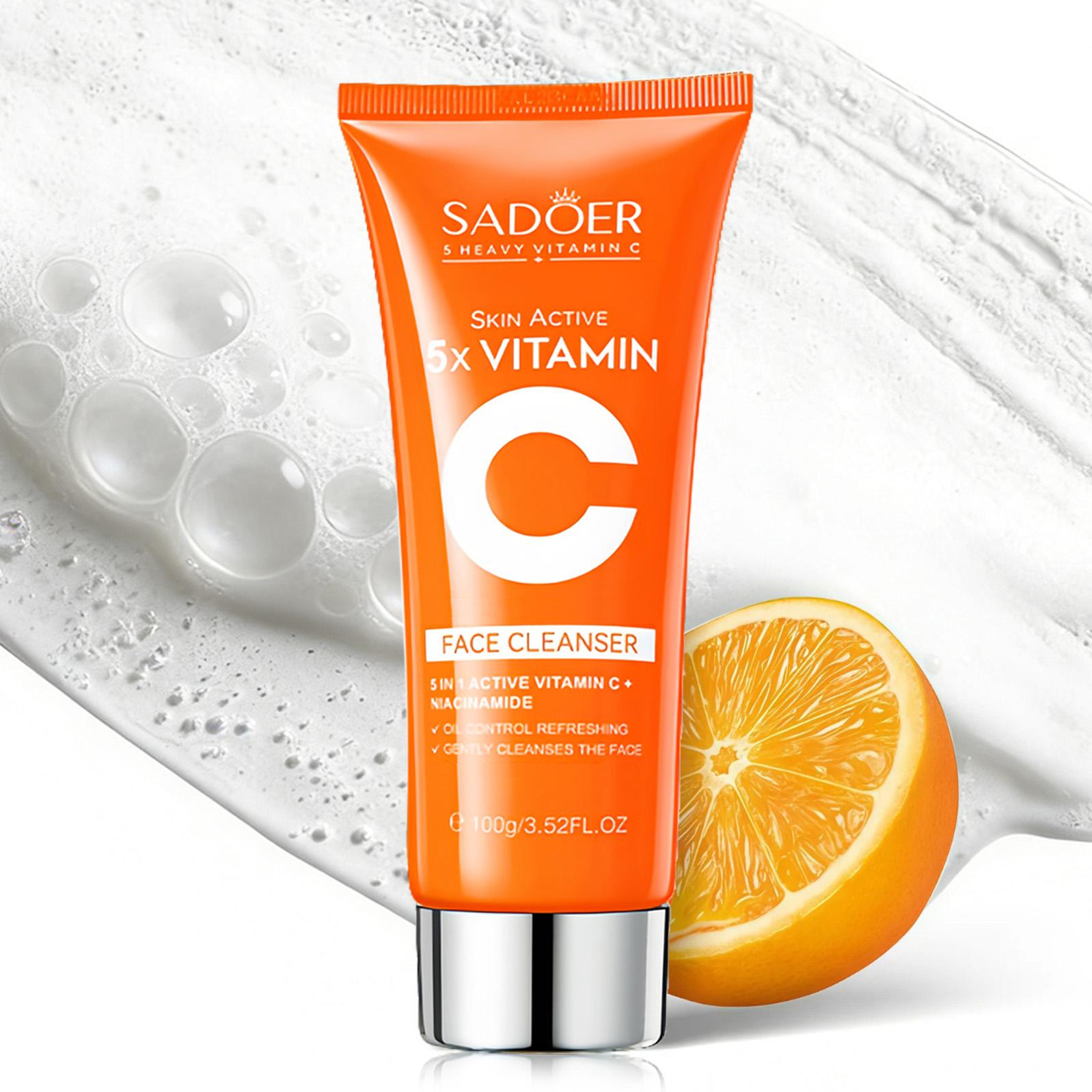 【BUY 1 GET 2 FREE】 Facial Cleanser for Sebum Control & Repair -5X Vitamin C Face Wash with Niacinamide - Gentle Cleaning Moisturizing, 3.52 oz Moisturize Hydrating Hydrate Moisture Daily Cleansing Moisturizer