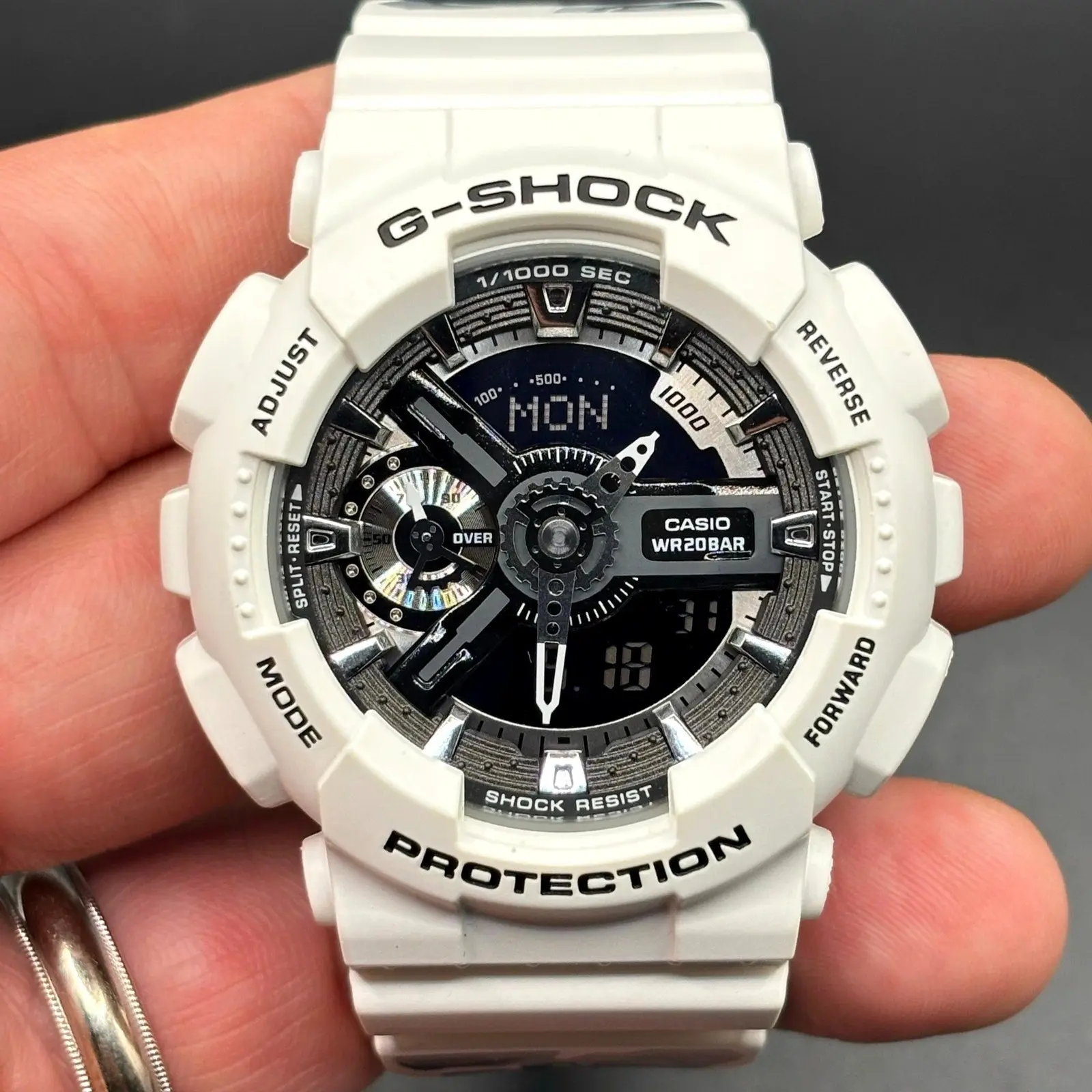 Casio G-Shock GMA-S110F-7A Tribal Rose White Analog Digital Women's Watch NIB