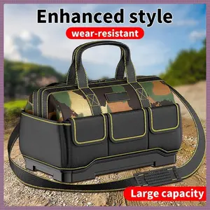 Large Yellow and Black Tool Organizer Heavy-Duty 1680D Oxford Tool Bag, Wide Opening Multi-Pocket Electrician Storage Bag for Repair, Workshop & Home