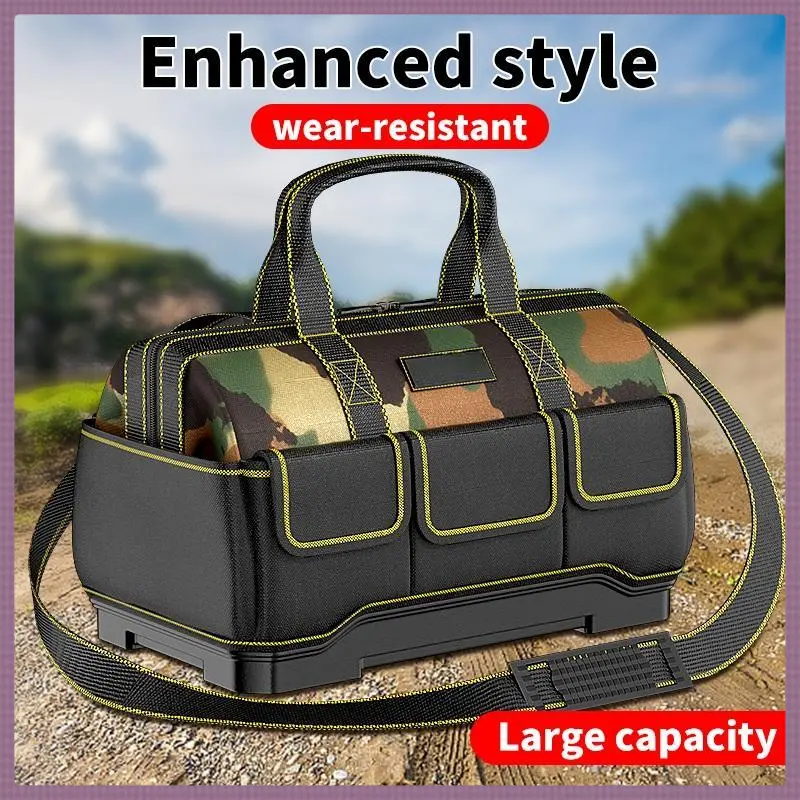 Large Yellow and Black Tool Organizer Heavy-Duty  Oxford Tool Bag, Wide Opening Multi-Pocket Electrician Storage Bag for Repair, Workshop & Home