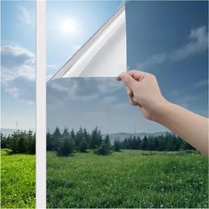Window Privacy Film One Way Window Tint for Home, Sun UV Blocking Reflective Mirror Film Heat Control, No Glue Static Cling See Out Not in Glass Door Covering