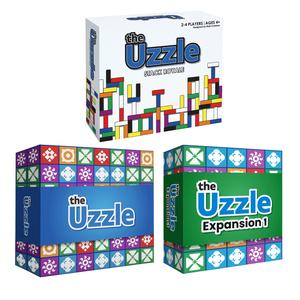 The Ultimate Mind Gamers Bundle – Uzzle Original + Expansion Pack + Stack Royale | Ages 4+ | Fast Strategy & Family Board Game Set