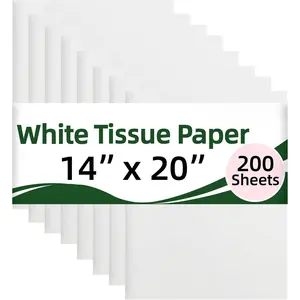 200 Sheets White Tissue Paper 14 x 20 Inches, Tissue Paper for  Bags, Wrapping Tissue Paper Bulk for Art, DIY Crafts, Packaging, Storage, Weddings, Birthday, Valentine's Day,  Shower