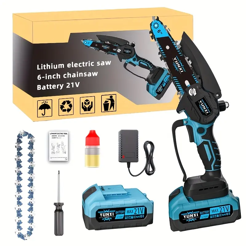 2026 Mini Chainsaw 6 Inch Brushless Chain Saw（Optional 1 or 2 battery）-Portable Electric Cordless Saw for Wood Cutting, Pruning, Gardening, Camping - Suitable for Seniors, Women Saw Blades Tool Kit Tool Box