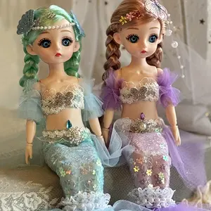 1 Set 12in Mermaid Princess Doll, Adjustable Joints, Silicone, Ideal for Youngsters'S Pretend Play, Festive Party Gift
