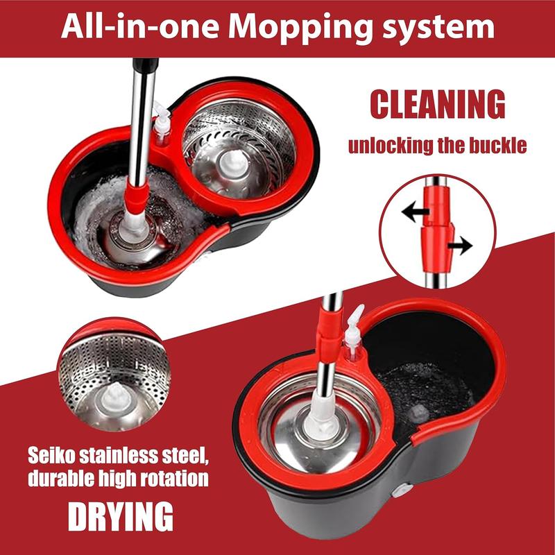Viral Multicolor 360° Spin Mop and Bucket Set with 3 Microfiber Cleaning Mop Refills, Stainless Steel Adjustable Extended Handle, Non-Slip Design