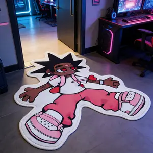 Street style explosive head boy carpet contrasting cartoon shaped plush floor mat, bedroom bedside anti slip absorbent foot mat, e-sports room decoration mat suitable for ins style home decoration, Fluffy Area Rug, Cartoon pattern rug