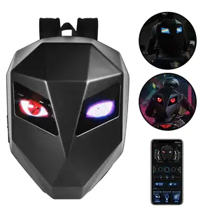 Smart LED Programmable Motorcycle Backpack Waterproof Hard Shell, Large Capacity Full-Size Helmet and Laptop, University Gift Birthday Christmas Gift, University Gift, Cool Gift for Boys, LED Cool Backpack（Requires Self Provided Power）