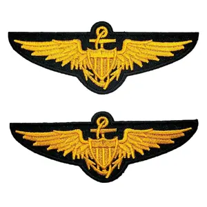 Naval Aviator Pilot Wings Patch [2PC Bundle -Iron on Sew on 4.0 X 1.5 -P9]