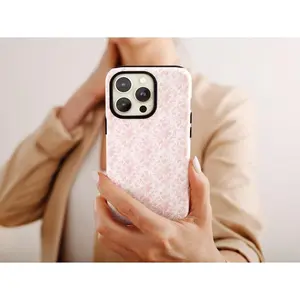 French Toile De Jouy Case, Pink and White Floral Bouquet Phone Case Premium Film 2 in 1 Phone Case - Durable, Shock Absorbing and Stylish Protection - Compatible with iPhone 17,16,  Plus, Pro, Pro Max, Perfect birthday g Compatible with Samsung Galaxy S25