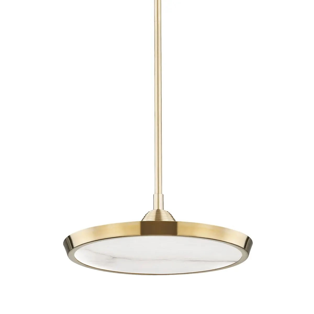 Draper Pendant Light with Integrated LED, Aged Brass or Old Bronze Finish, Alabaster Shade