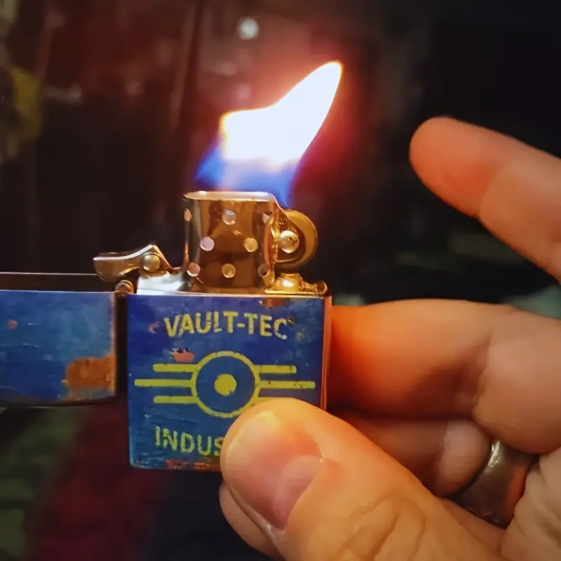 Vintage Blue Nuclear Bunker Lighter (No Fuel Included) - Retro Sci-Fi Doomsday Survival Gear Cool Metal Gift for Men Perfect Unique Father's Day Valentine's Day Gifts portable gift