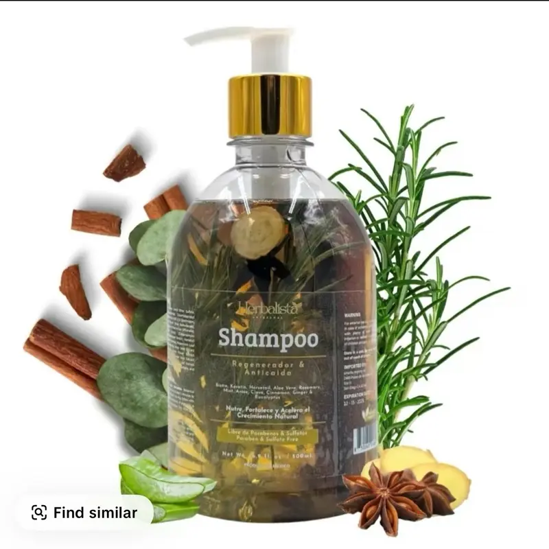 500ML  Viral New Herbal Shampoo & Conditioner With Real Pieces of Rosemary, Cinnamon, Anise, Clove, Aloe, Ginger, & Eucalyptus - Fortalece, Regenera, Acelera Crecimiento – 100% Natural & Handcrafted