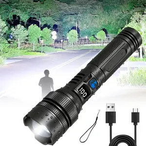 【2026 Upgraded version】2200Lumens 2-in-1 Strong Flashlight (Power Bank), Digital display ofpower, Rechargeable, Zoomable,IPX6 Waterproof,Adjustable Brightness Flash Light for Outdoor, Emergency,Camping Accessories, Black SummerVibes outdoorfun fathersd ou