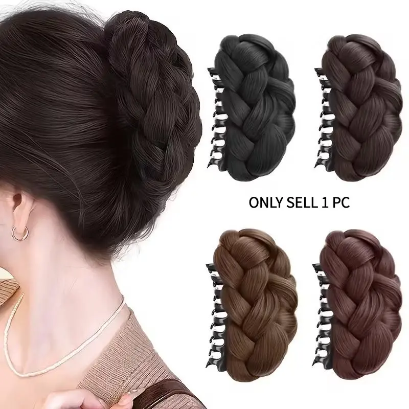 Heat-Resistant Synthetic Fiber Claw Clip Ponytail Hair Extensions for Women | Claw Clip Chignon Bun & Braided Hairpieces, Instant Volume for Short Hair, Low-Maintenance, Perfect for Daily Commute, Christmas & Holiday Parties Synthetic Ponytails