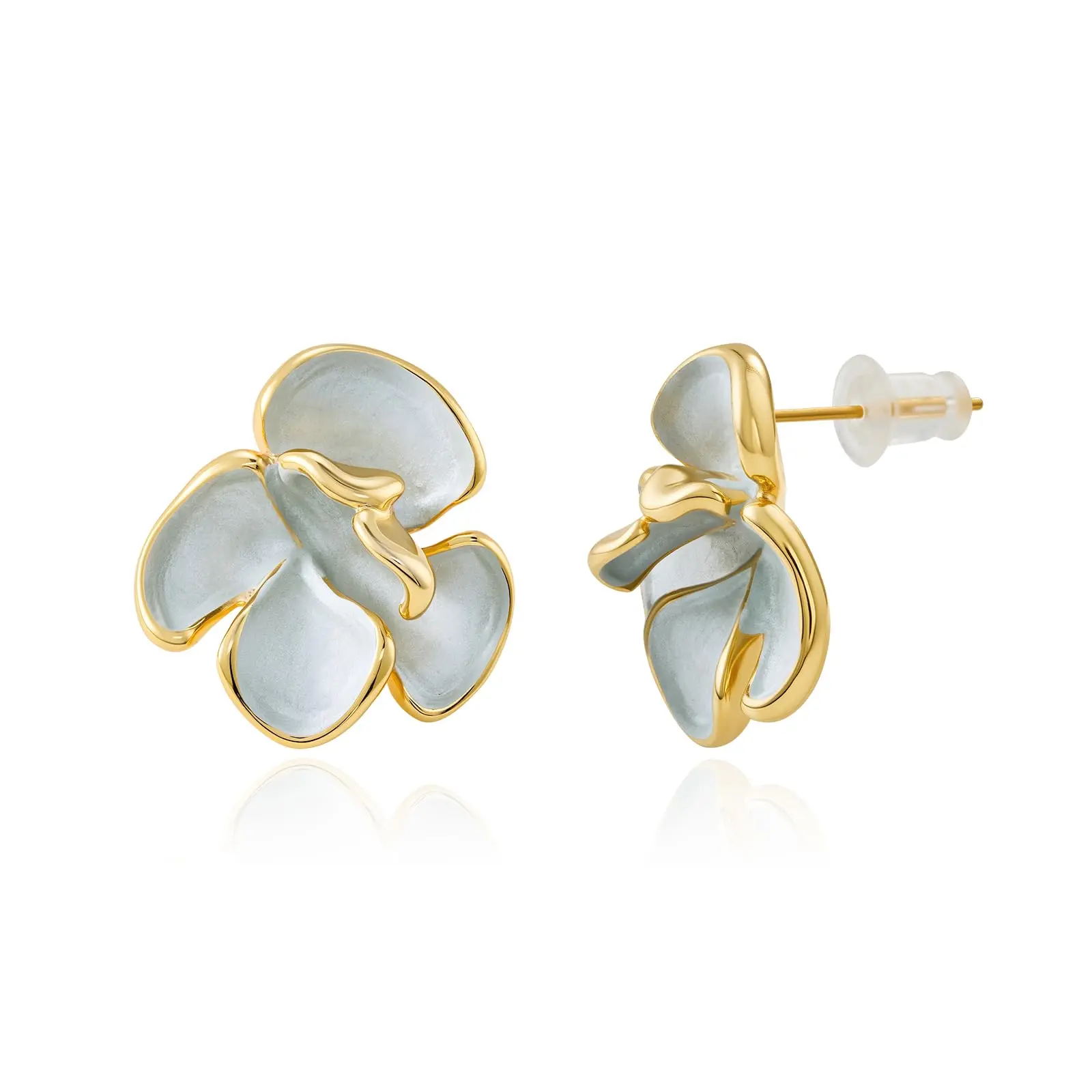 Cicy Bell Flower Earrings for Women 14k Gold Plated Boho Petal Statement Stud Earrings Trendy Jewelry Gifts