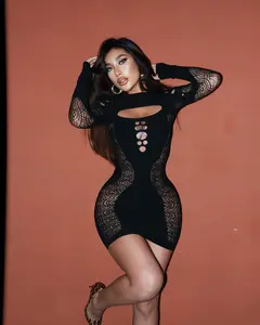 Women's Mini Dress Petite Black Bodycon Long Sleeve Mini Dress Lace Women's Club Night out Dresses