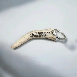 "I'd rather be hunting"  Antler Keychain