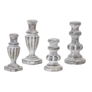 White Washed Stone Candle Holder (Set of 4)