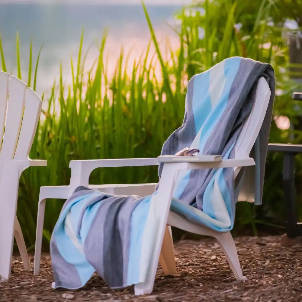 Alpaca Throw Blanket Handloomed in Ecuador | Light Blue, Gray & Cream | Nawi Collection