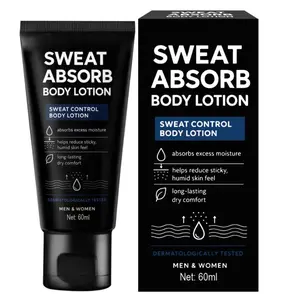 Sweat Control Body Lotion – Absorbs Excess Moisture for Dry Comfort – Lightweight, Non-Greasy Formula – Reduces Sticky, Humid Skin Feel – Long-Lasting Freshness – Dermatologically Tested for Men & Women – 60ml