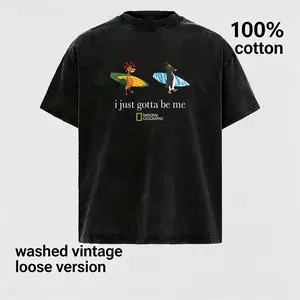 Funny Surfing Penguin Graphic T-Shirt, Vintage Washed Cotton Unisex Tee, Beach Vibes Summer Shirt, Casual Streetwear Top for Men Women